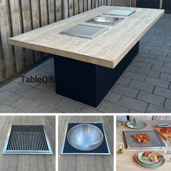 TQ3 barbecuetafel op houtskool combi vuurtafel