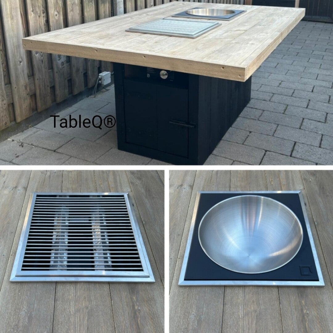 TQ2 barbecuetafel op gas combi vuurtafel