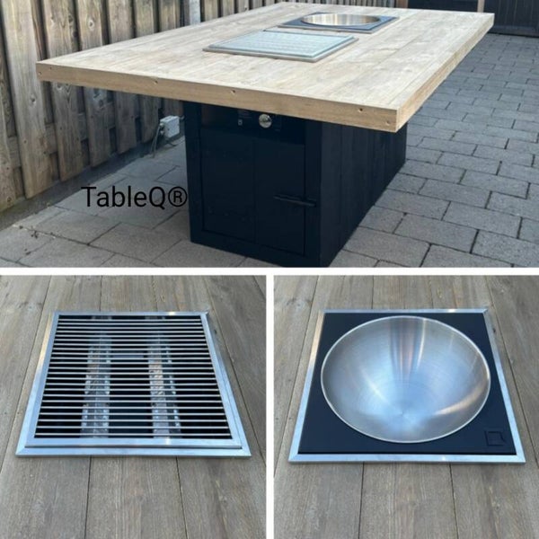 TQ2 barbecuetafel op gas combi vuurtafel