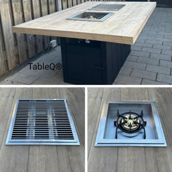 TQ2 barbecuetafel op gas combi wokbrander