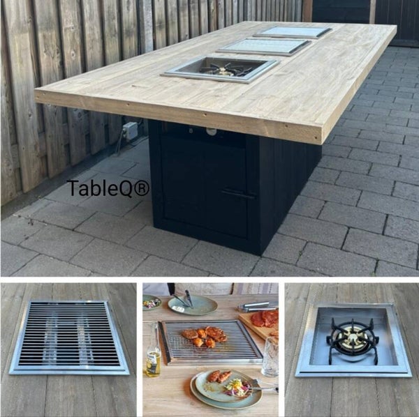 TQ3 barbecuetafel op gas combi wokbrander