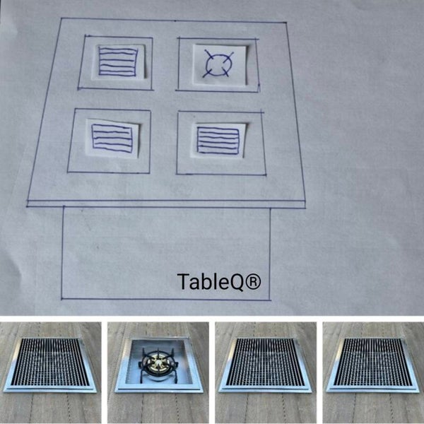 TQ4 sQuare barbecuetafel op houtskool combi woktafel