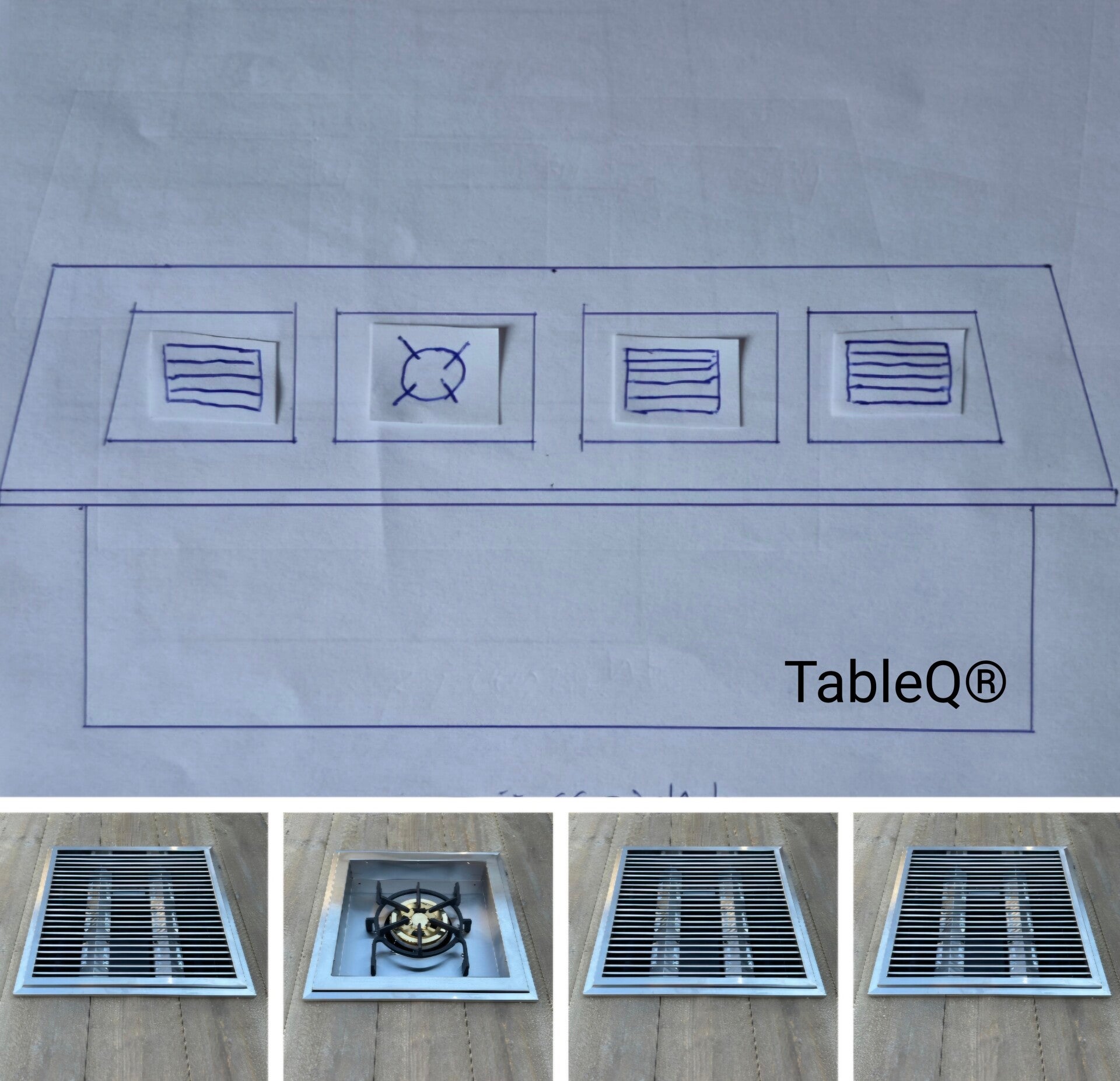 TQ4 barbecuetafel op gas combi wok tafel