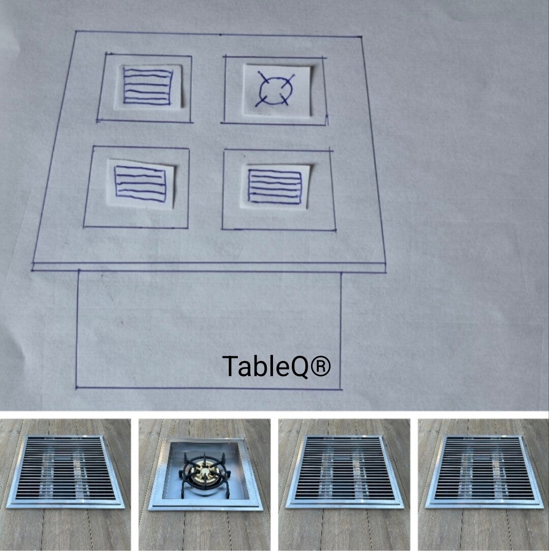 TQ4 sQuare barbecuetafel op gas wokbrander