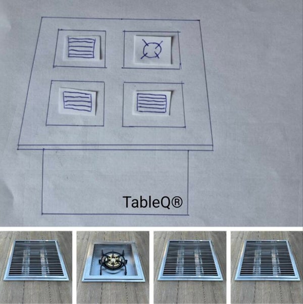 TQ4 sQuare barbecuetafel op gas wokbrander