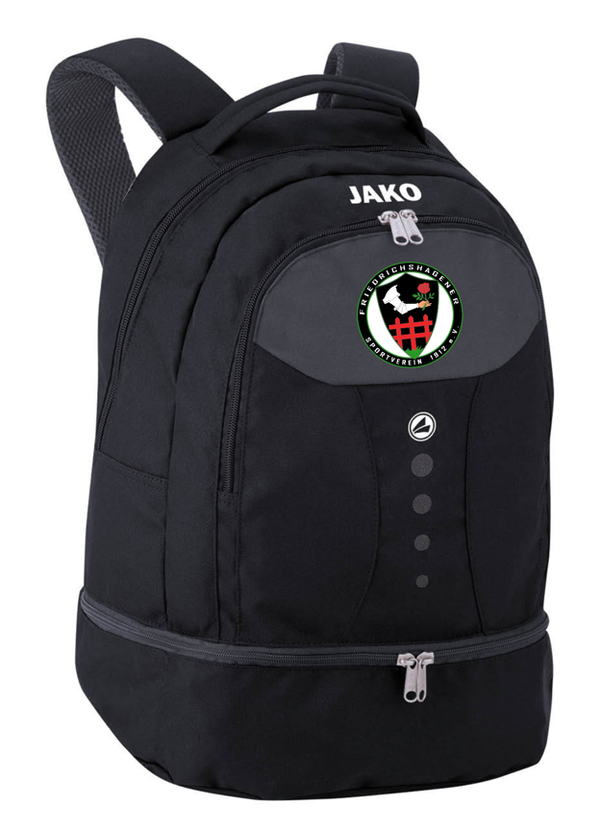 JAKO Rucksack mit Bodenfach schwarz inkl. Vereinslogo 1816