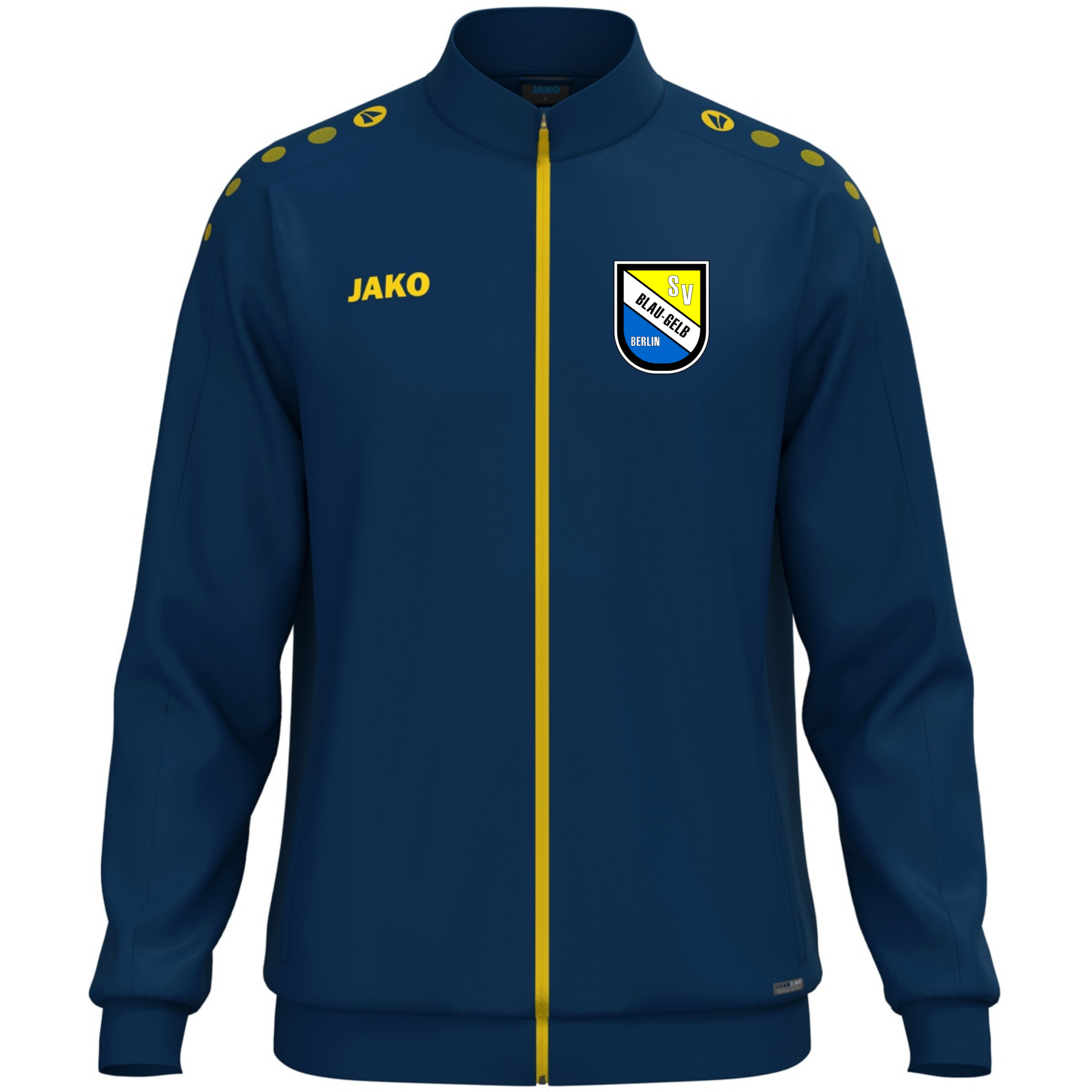 JAKO Polyesterjacke One navy/citro inkl. Vereinslogo + Vereinsname Gr. 140