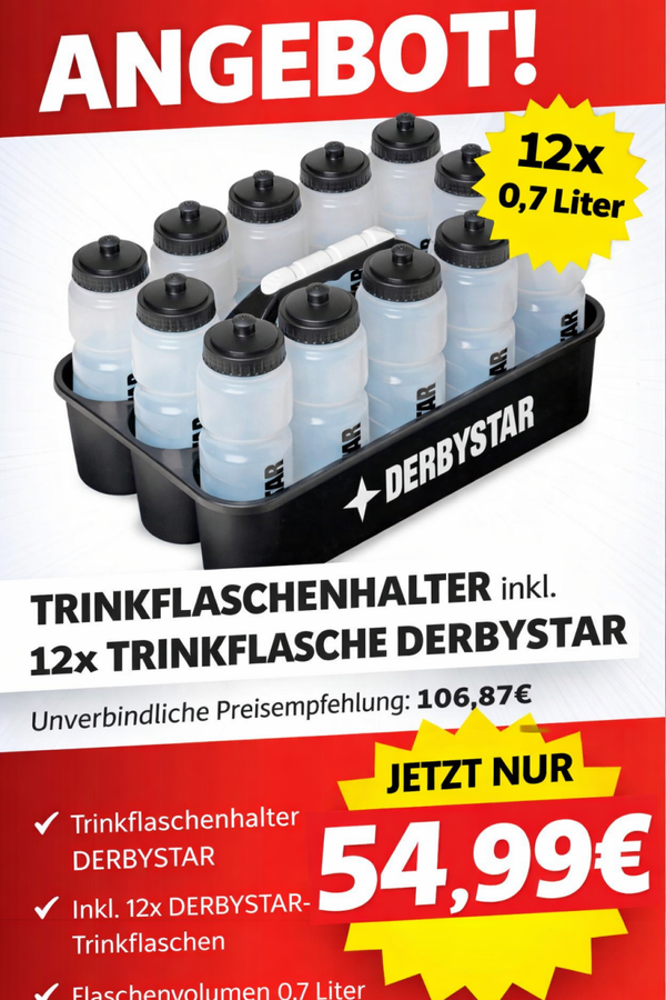 DERBYSTAR 12er Trinkflaschenhalter inkl. Flaschen