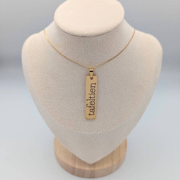 Gepersonaliseerde rechthoek bedel ketting