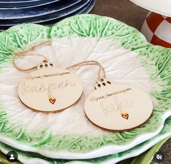 Houten kerstballen met naam