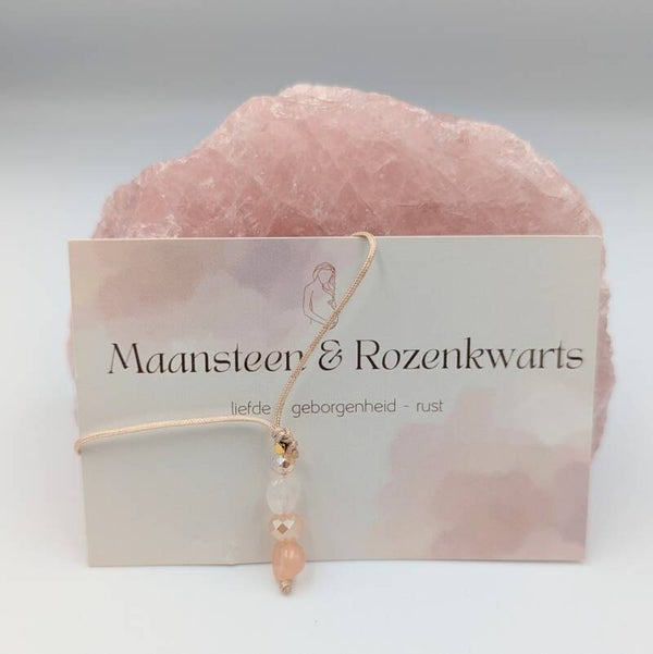 Maansteen & rozenkwarts voedingshanger