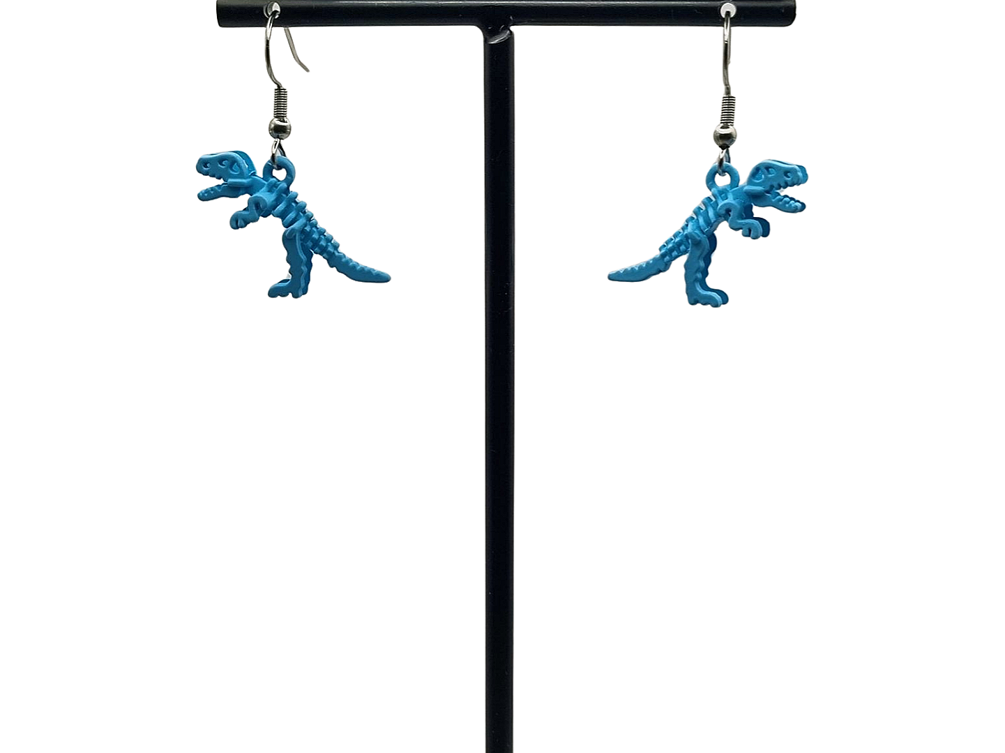 Blauwe t-rex oorbellen