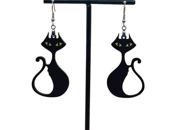 Zwarte elegante kat oorbellen