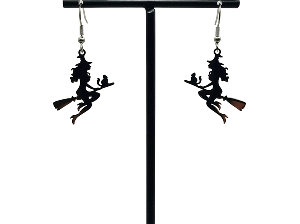 Heks op bezem oorbellen