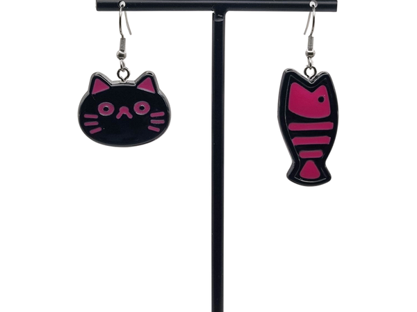 Kat en vis oorbellen