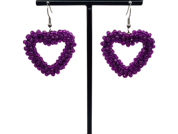 Paarse hart oorbellen