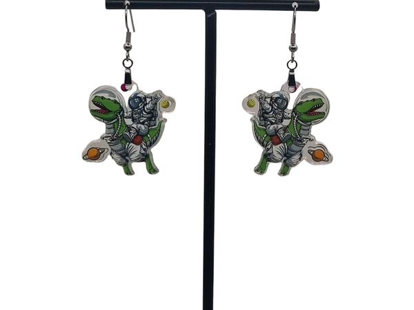 T-rex astronaut oorbellen