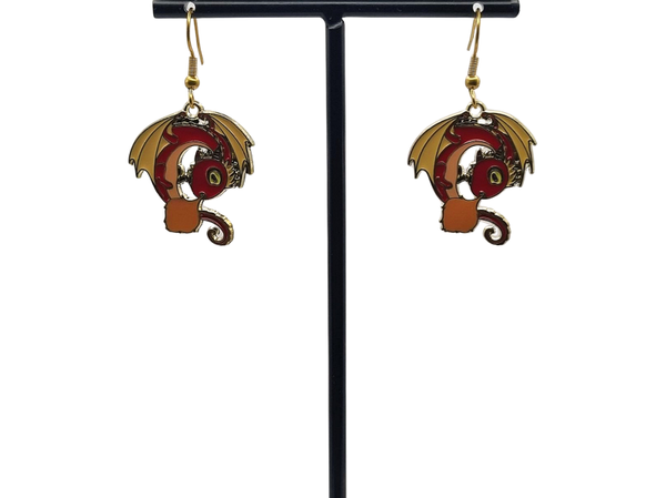 Rode draak oorbellen