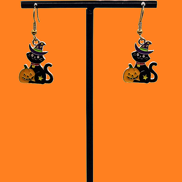 Halloweencollectie: Halloweenkat oorbellen