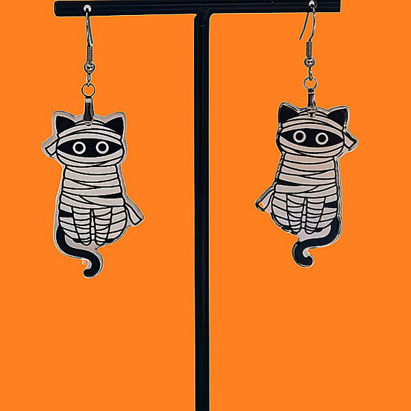 Halloweencollectie: Mummiekat oorbellen