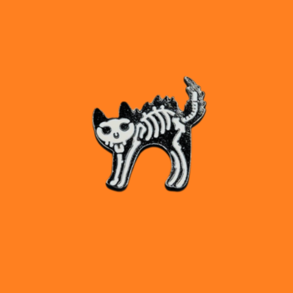 Halloweencollectie: Skeletkat pin