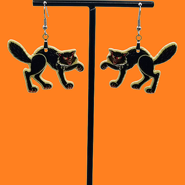 Halloweencollectie: Zwarte kat oorbellen