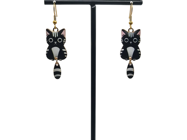 Zwarte kat oorbellen