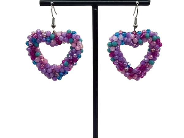 Multikleur hart oorbellen