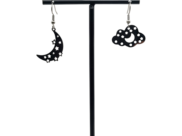 Maan en wolk oorbellen