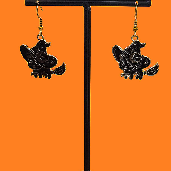 Halloweencollectie: Heksenkat oorbellen