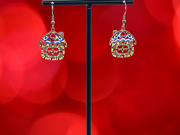 Kersthuisje kerstcollectie oorbellen