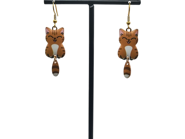 Bruine kat oorbellen