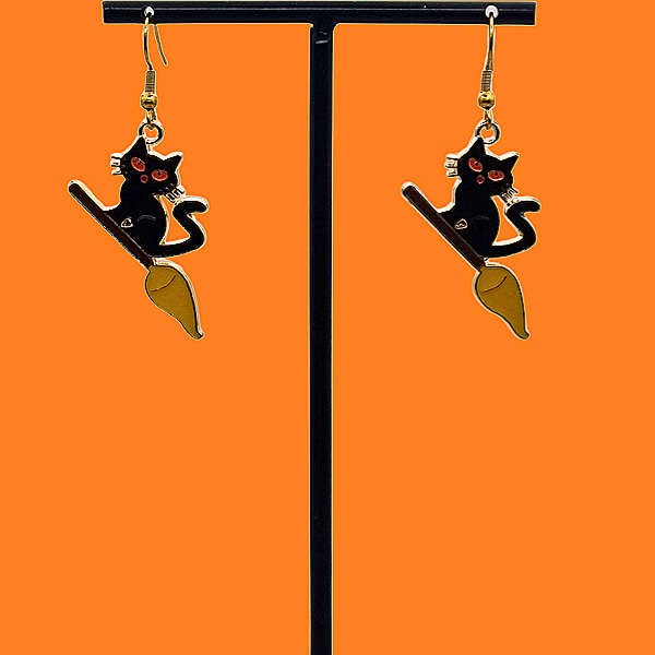 Halloweencollectie: Heksenkat oorbellen