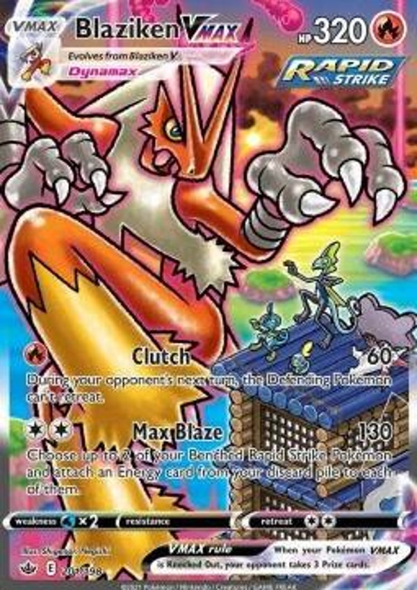 Blaziken VMAX (CRE 201, printfout achterkant)