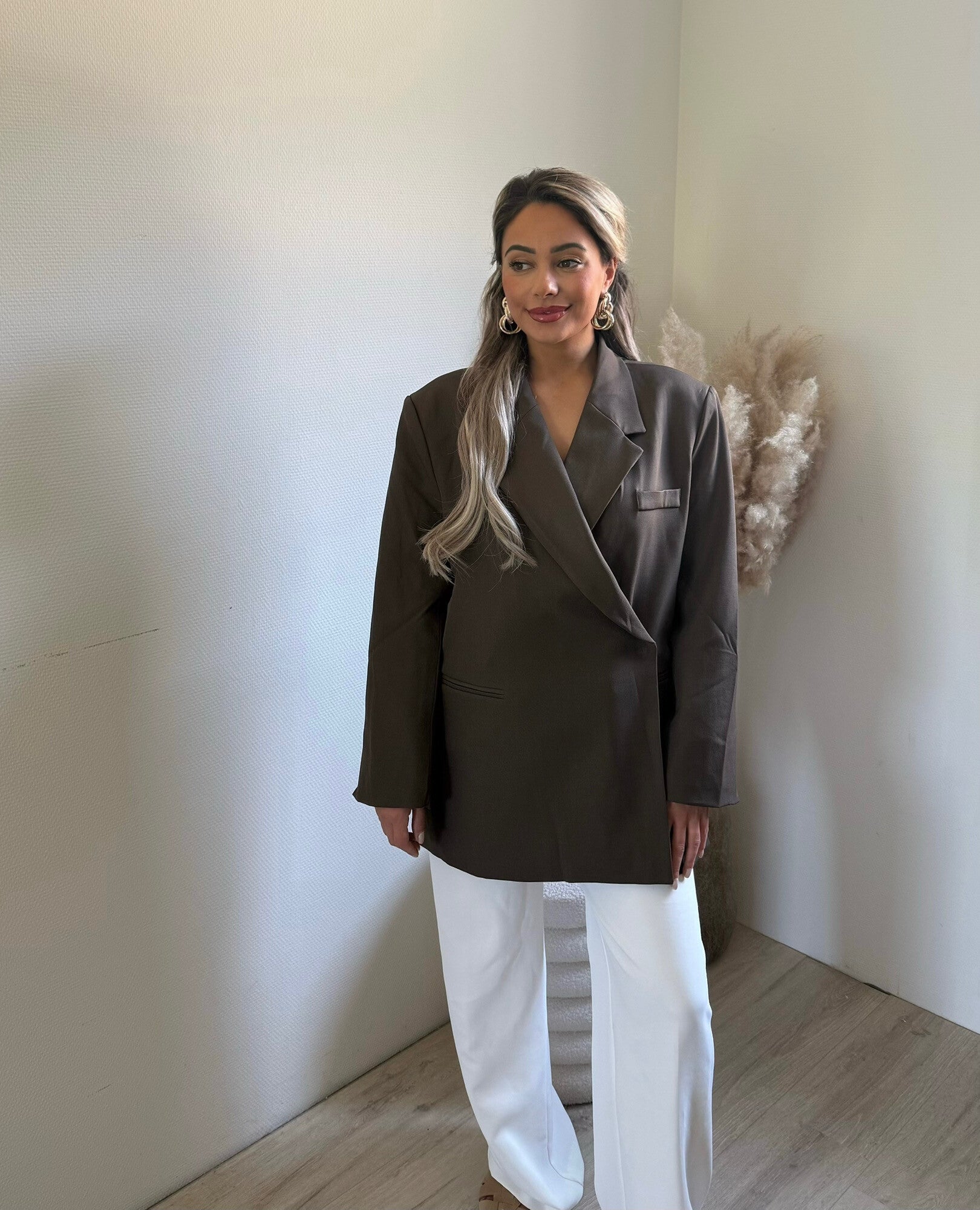 Oversized blazer bruin