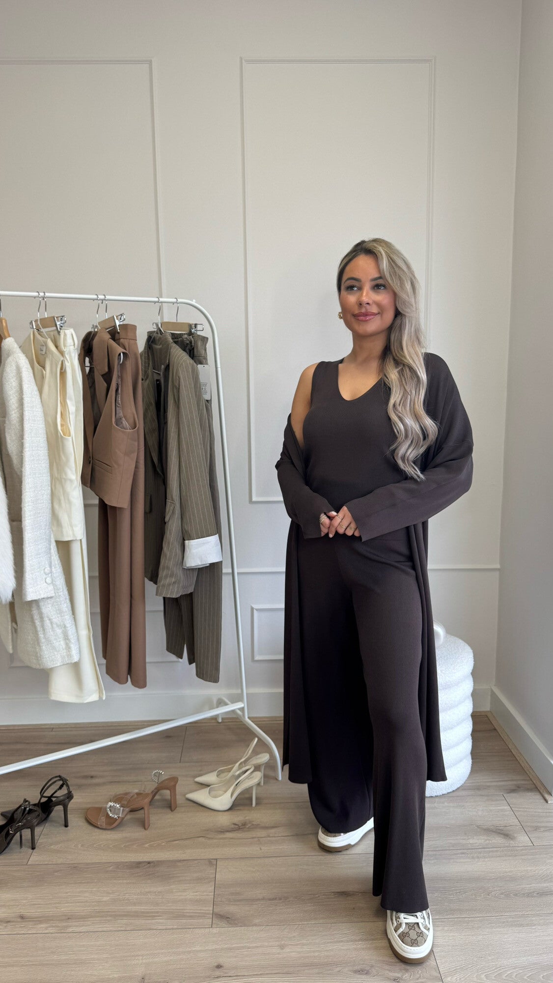 Donkerbruin 3-delig set