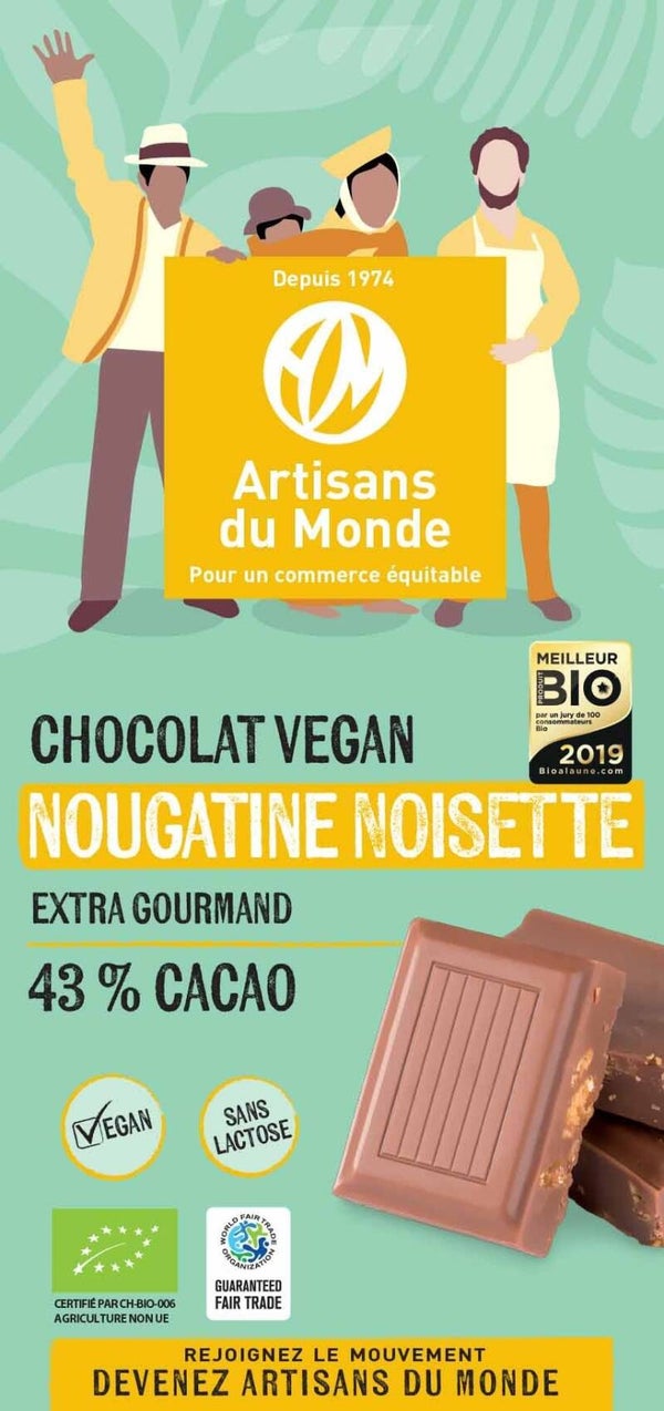 Bio chocolade nougatine met hazelnoten