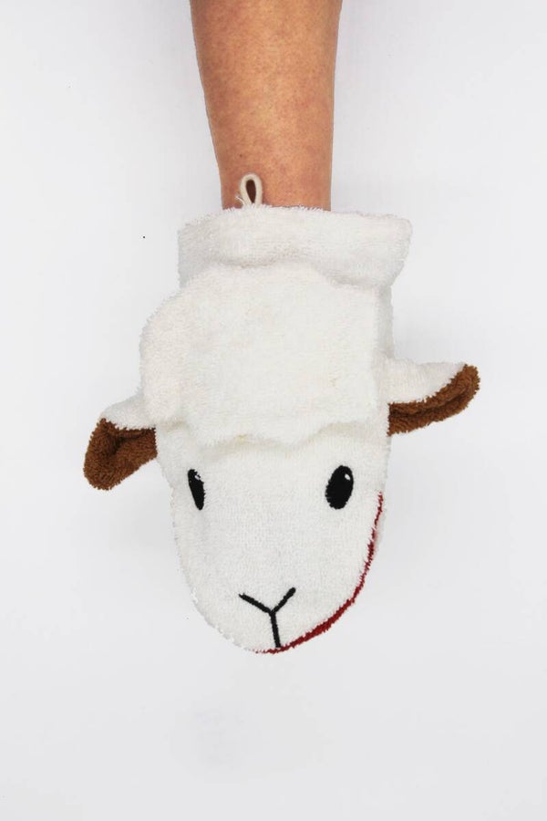 Washandschoen van biokatoen - groot schaap