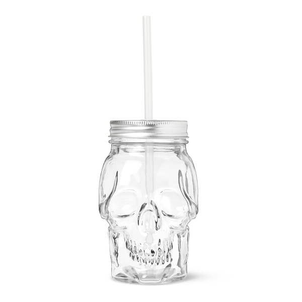 Skull drinkglas met deksel