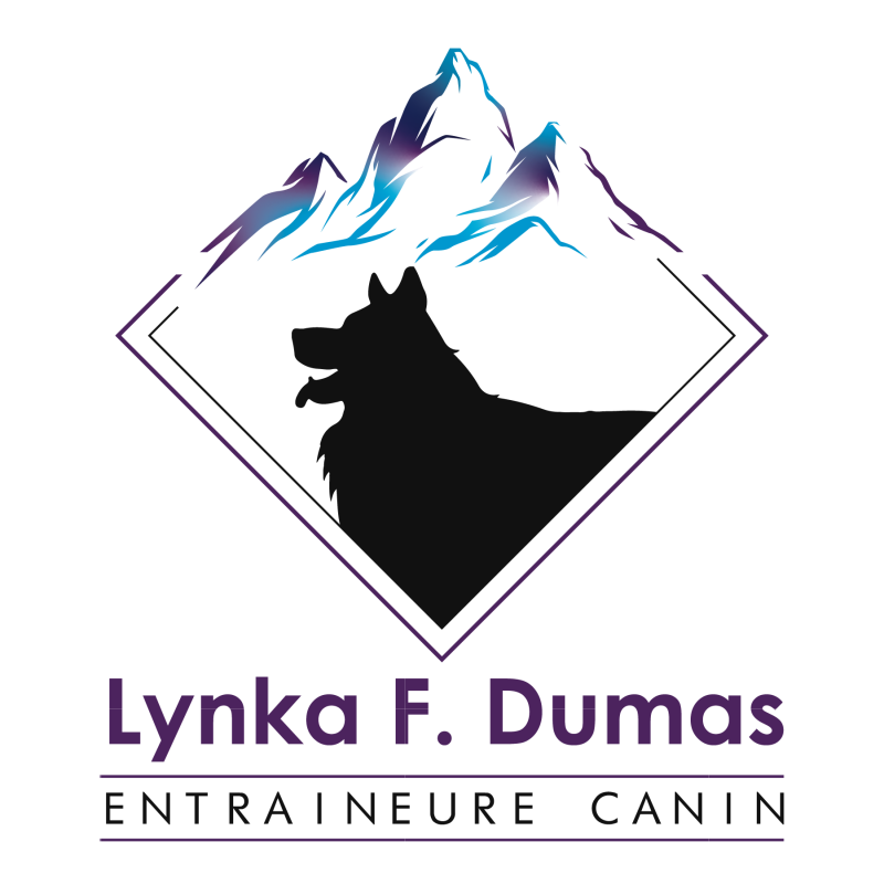 logo entraineure canin avec chien et montagne