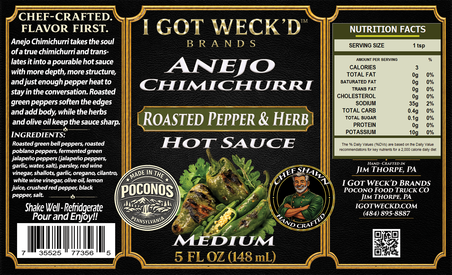 Anejo Chimichurri - Roasted Pepper & Herbs Hot Sauce