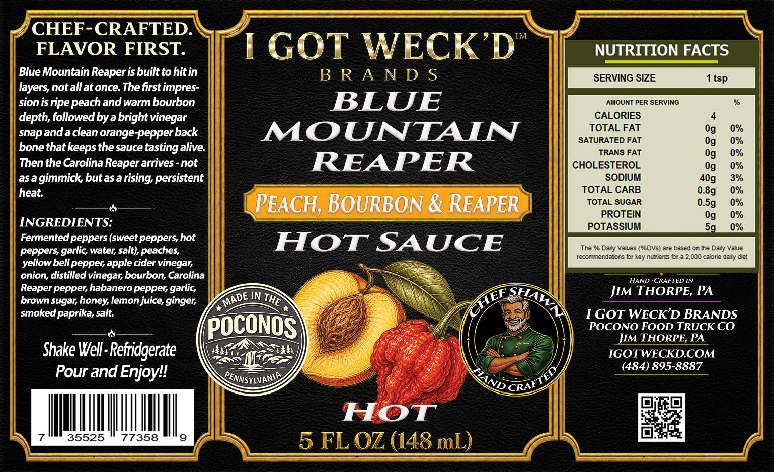 Blue Mountain Reaper - Bourbon Peach Hot Sauce
