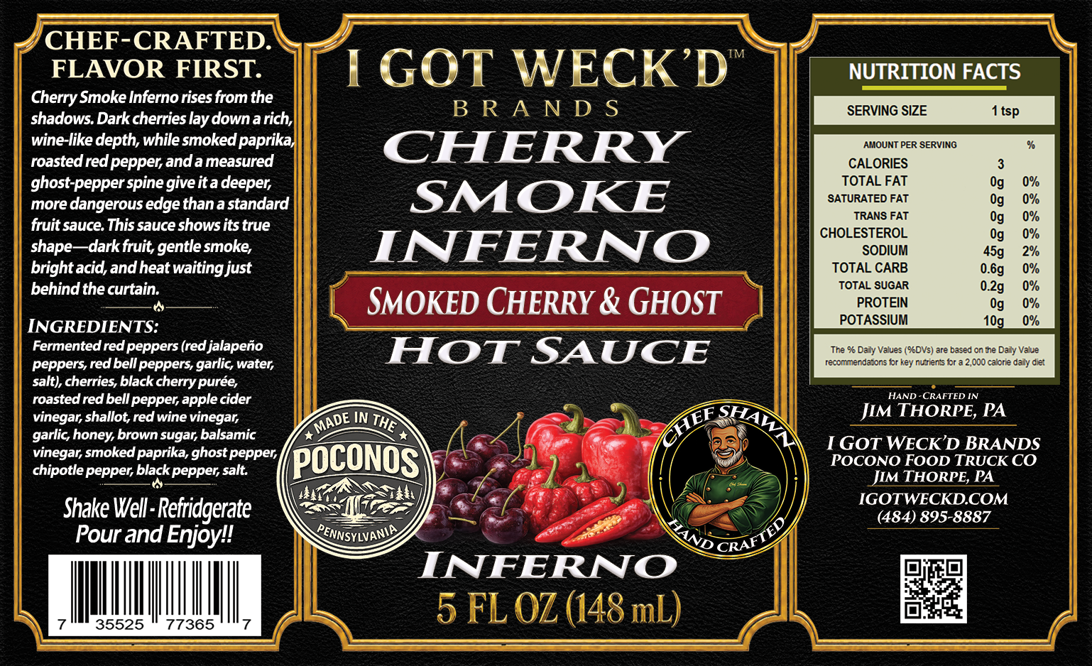 Cherry Smoke Inferno - Red Cherries & Ghost Pepper Hot Sauce