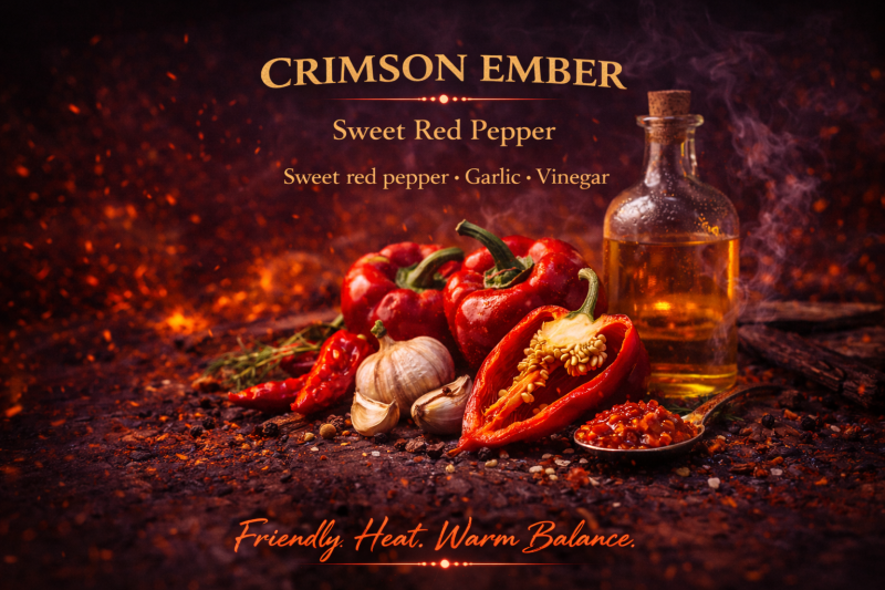 Crimson Ember — Sweet Red Pepper Hot Sauce