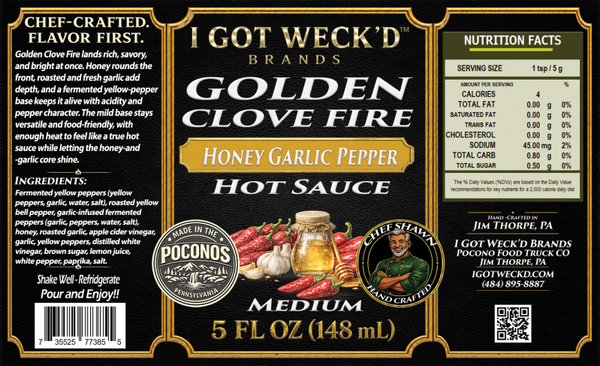 Golden Clove Fire - Honey Garlic Pepper Hot Sauce
