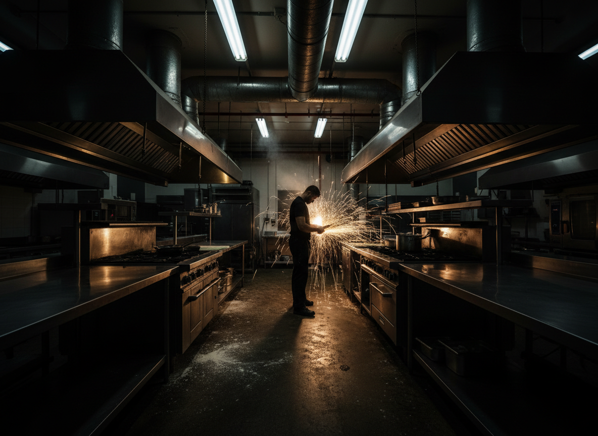 Industrial kitchen and steel city vibe representing Allentown the Forge