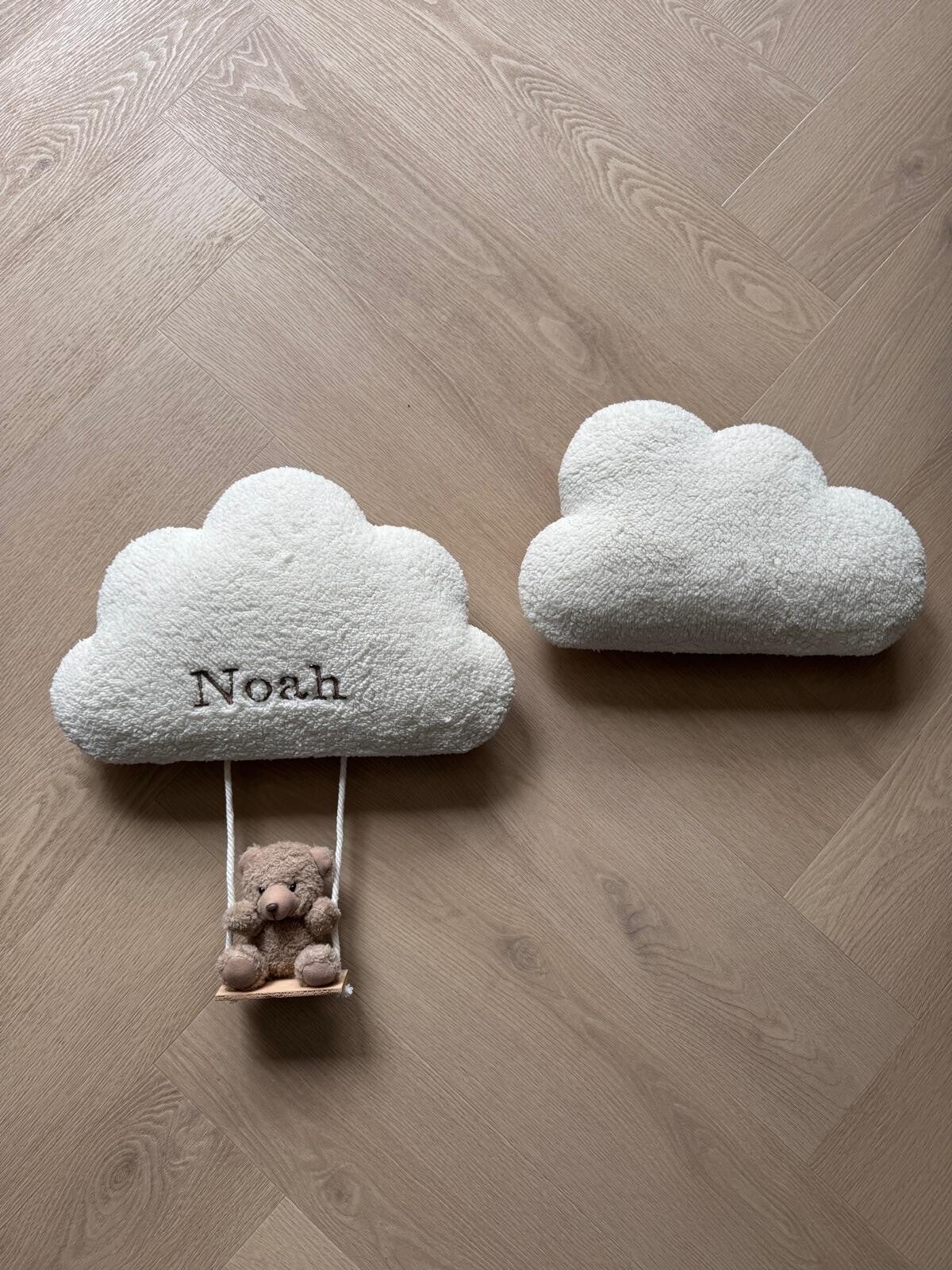 Set van 2 wolkenlampjes gepersonaliseerd met naam met beertje