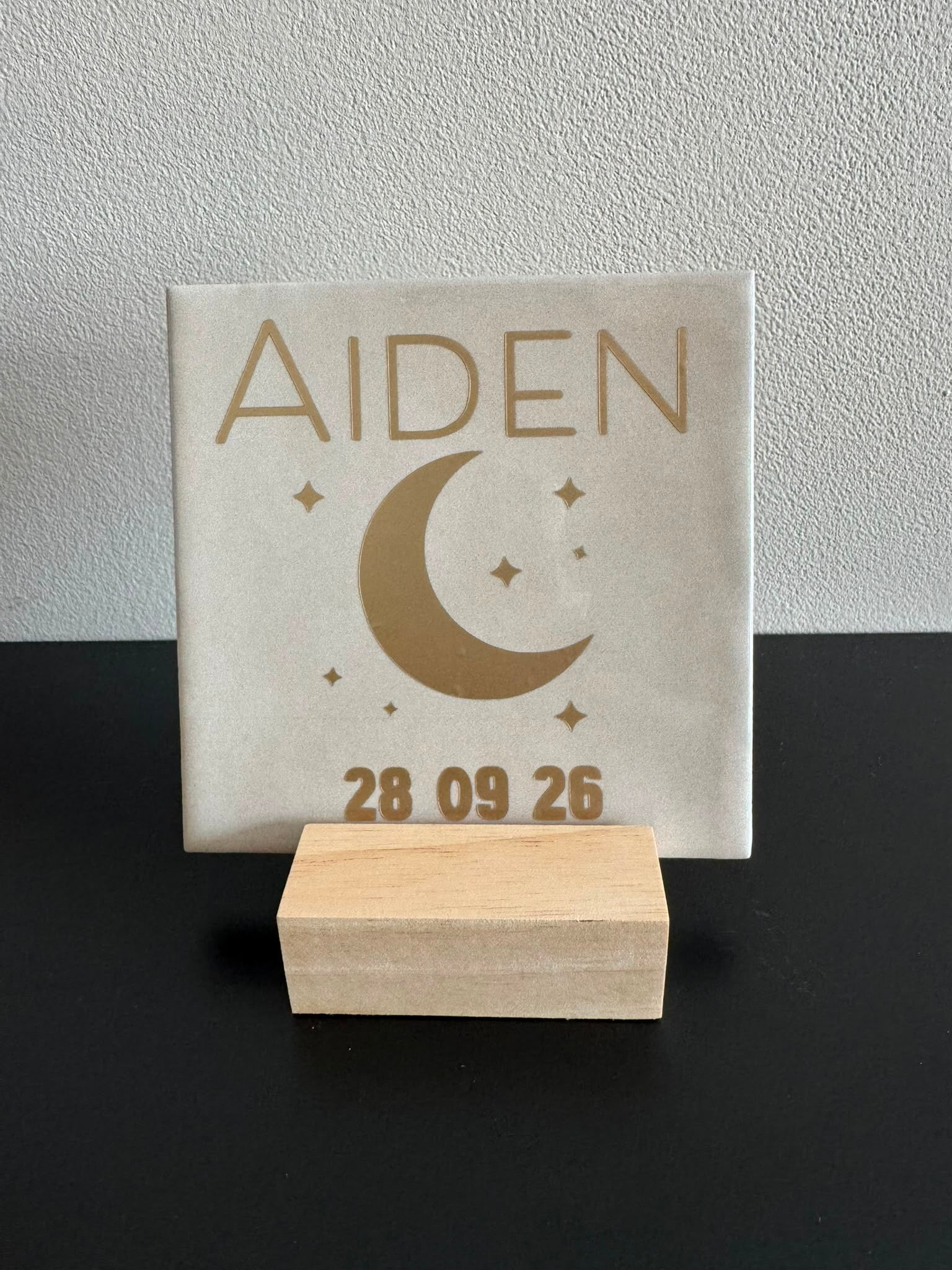 Geboortetegeltje met maan & ster
