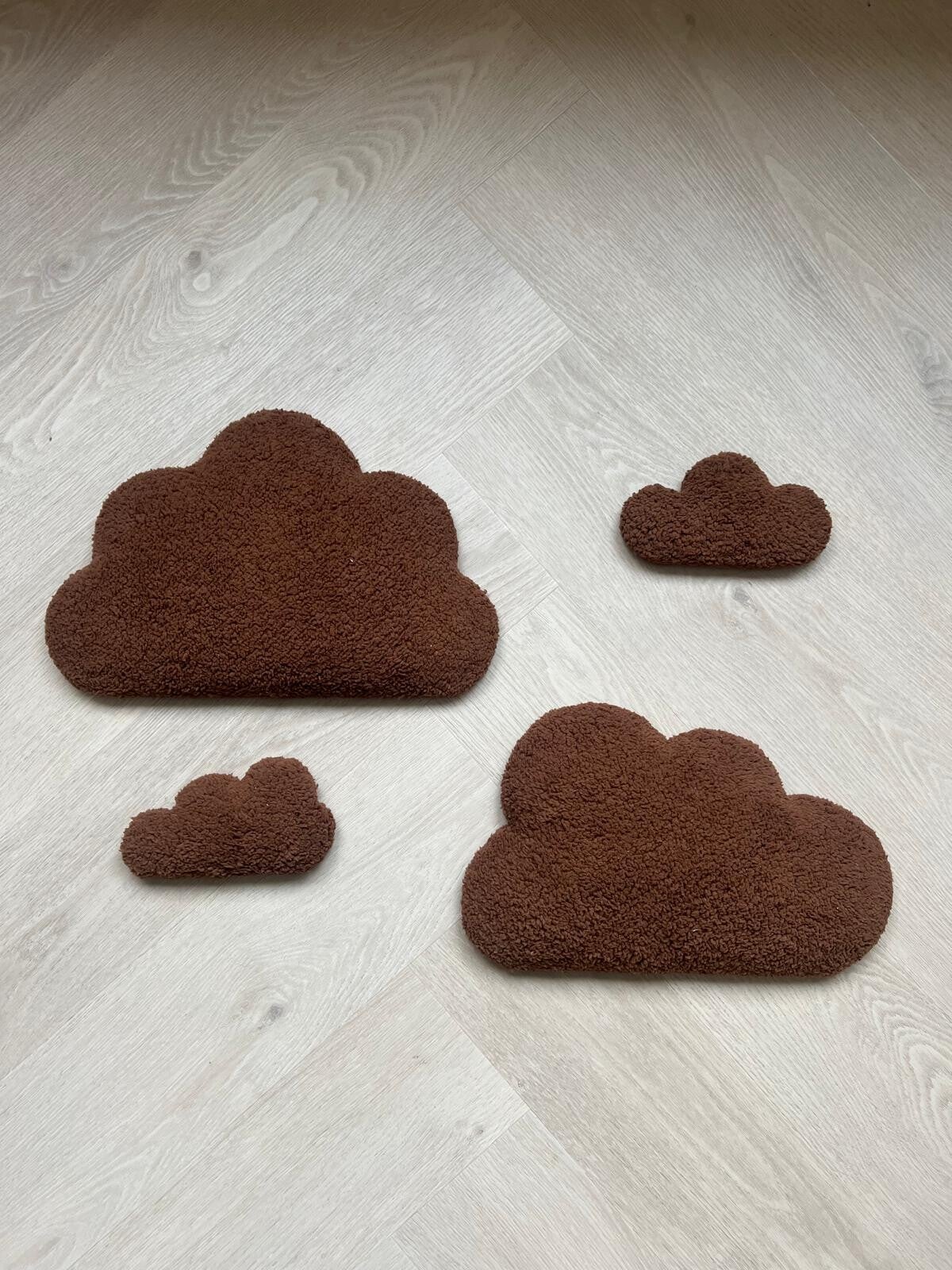Teddy wolkjes set van 4 donkerbruin