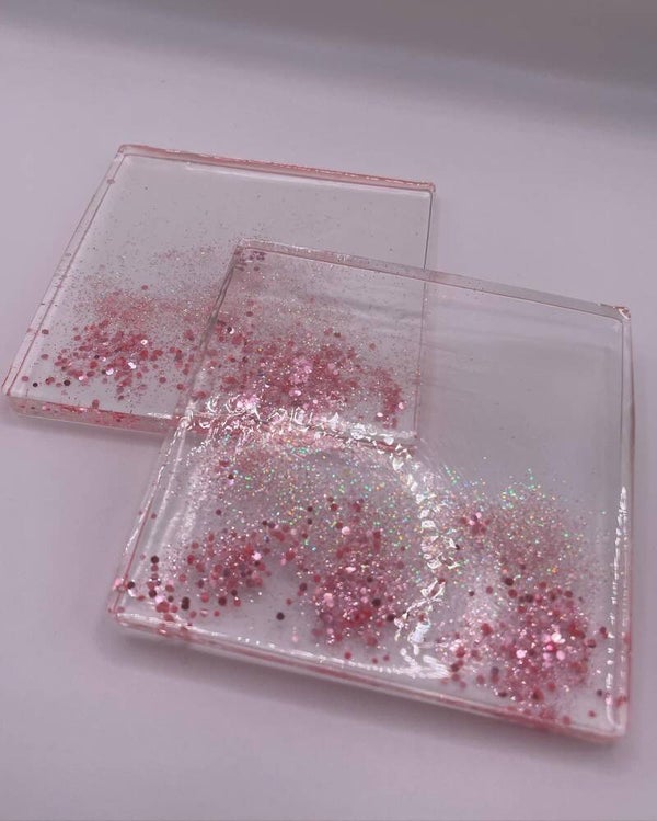set glitter roze : 4 onderleggers